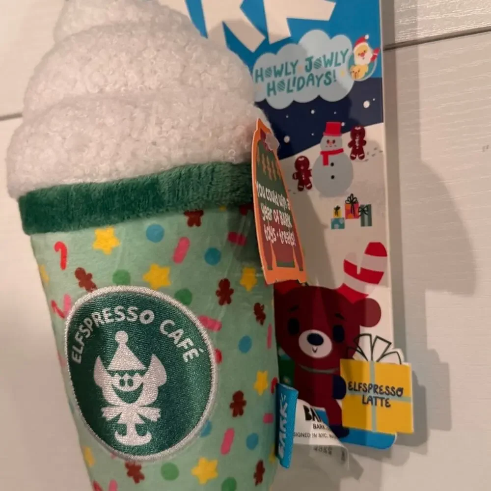 Bark Christmas Cappuccino Plush Dog Toy NEW